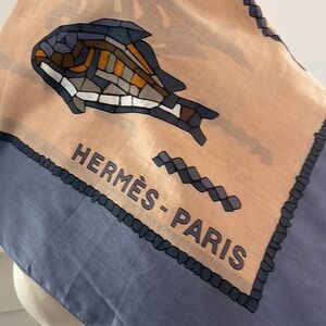 HERMES authentic mosaic fish cotton beach sarong paréo